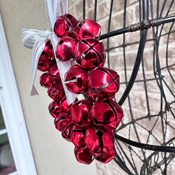 Vintage 90's Jingle Bells Ornament Red Christmas Hand Painted Metal New … - Picture 11 of 12